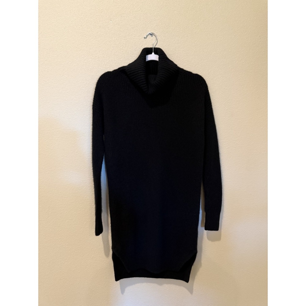 Quince‎ Mongolian Cashmere Fisherman Maternity Turtleneck Black Sweater Dress XS
